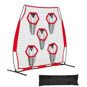 6 x 6 ft Football Trainer Throwing Net, Training Throwing Target Practice Net with 5 Target Pockets