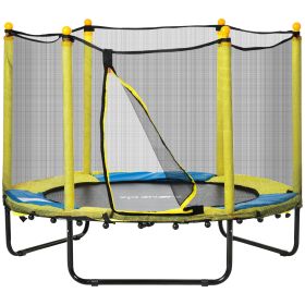 4.6FT Trampoline for Kids with Enclosure Net for Ages 3-10, Indoor Outdoor Use, Yellow