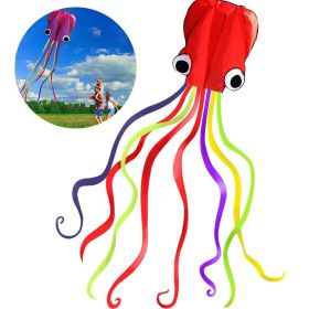 1pc Large Soft Octopus Easy Flyer Kite With 328ft Rope, 31*157 Inches Kite For For Kids Children Adult Beach Park (Color: Blue, size: 27.6inch*157inch)